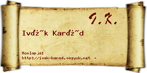 Ivák Karád névjegykártya